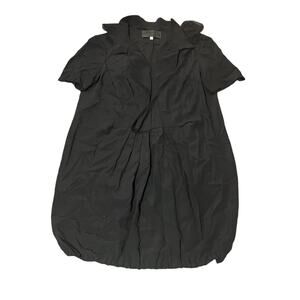 Poustovit silk top dress black mini collar womens size 6‎